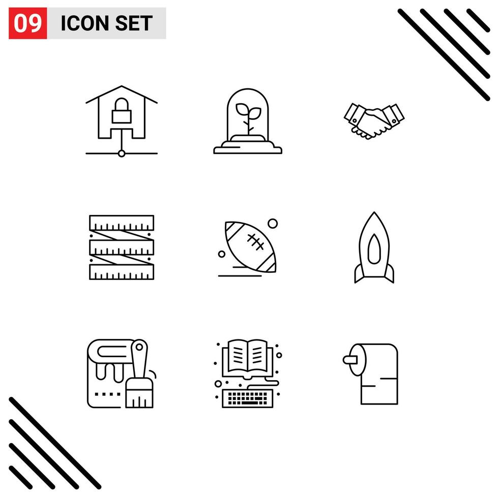 9 Outline concept for Websites Mobile and Apps ball waist agreement measurement partner Editable Vector Design Elements