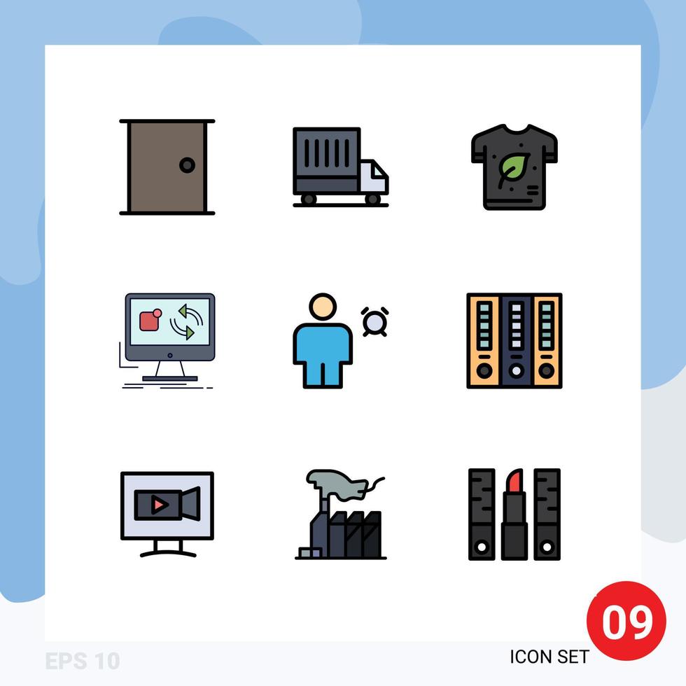 Modern Set of 9 Filledline Flat Colors and symbols such as sync application earth day app shirt Editable Vector Design Elements