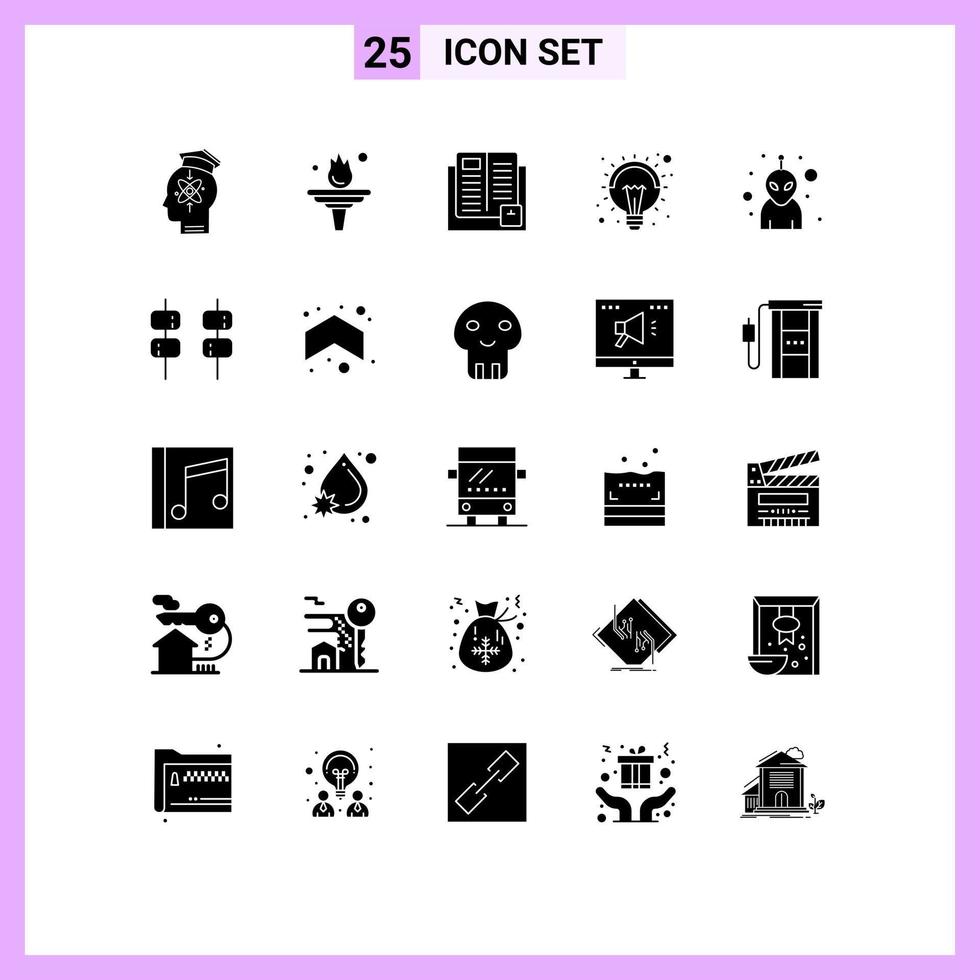 25 iconos creativos signos y símbolos modernos de bombilla de entrenamiento de ideas de lámpara que aprenden elementos de diseño de vectores editables