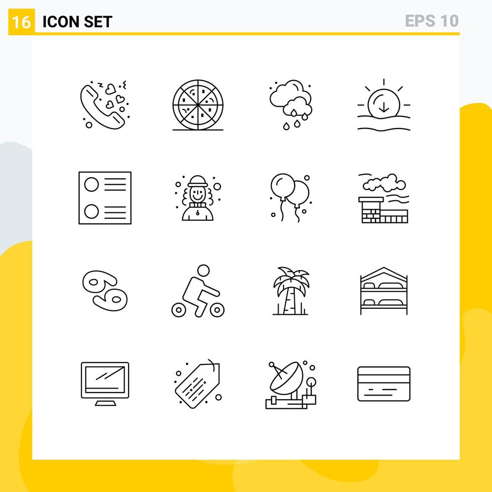 16 Universal Outline Signs Symbols of man harlequin weather radio button weather Editable Vector Design Elements