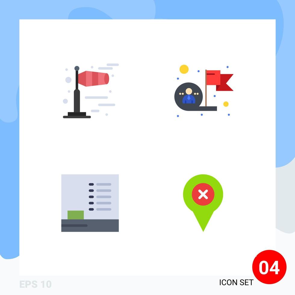 Universal Icon Symbols Group of 4 Modern Flat Icons of windy education achievement success add Editable Vector Design Elements