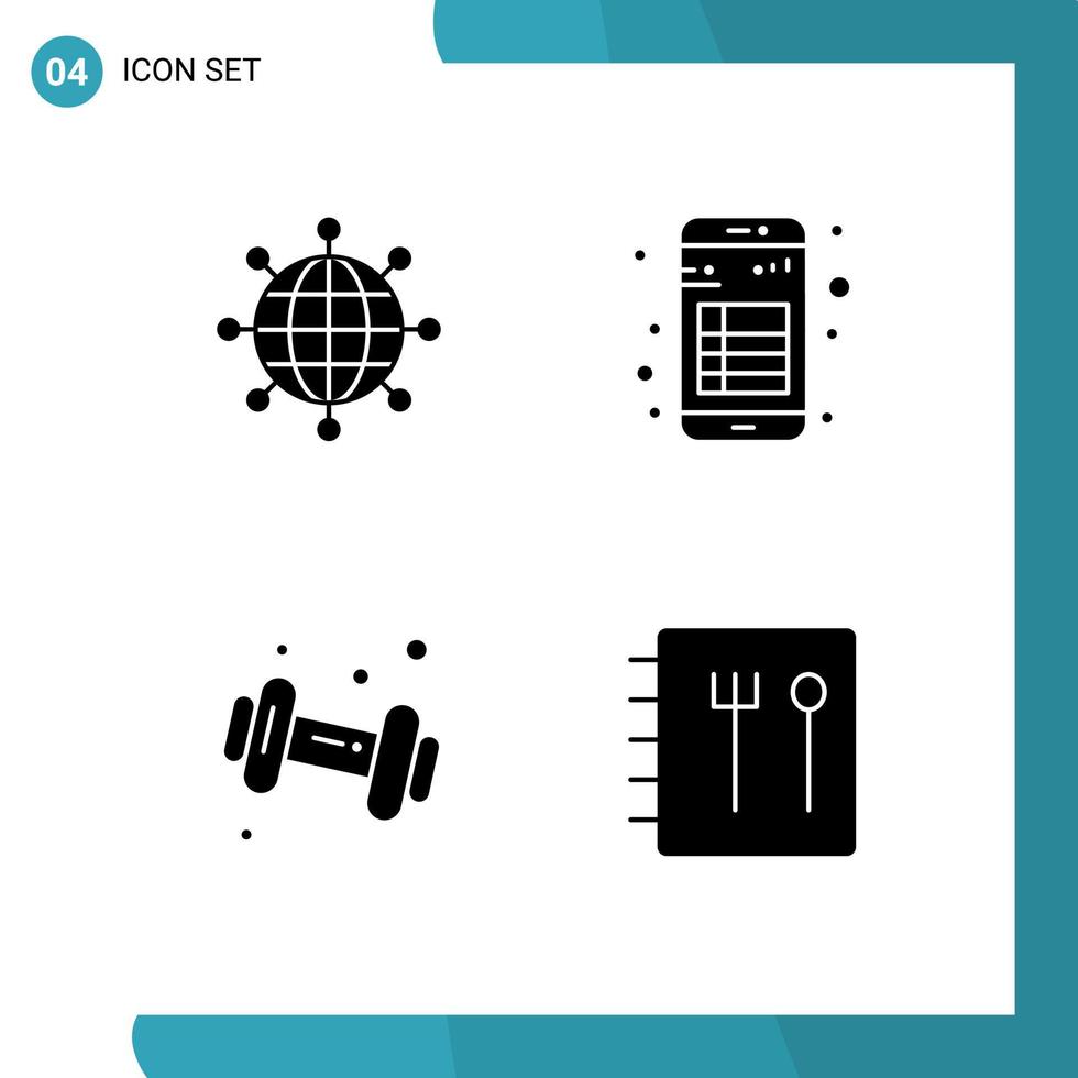 paquete de iconos vectoriales de stock de 4 signos y símbolos de línea para la dieta empresarial interfaz moderna fitness elementos de diseño vectorial editables vector