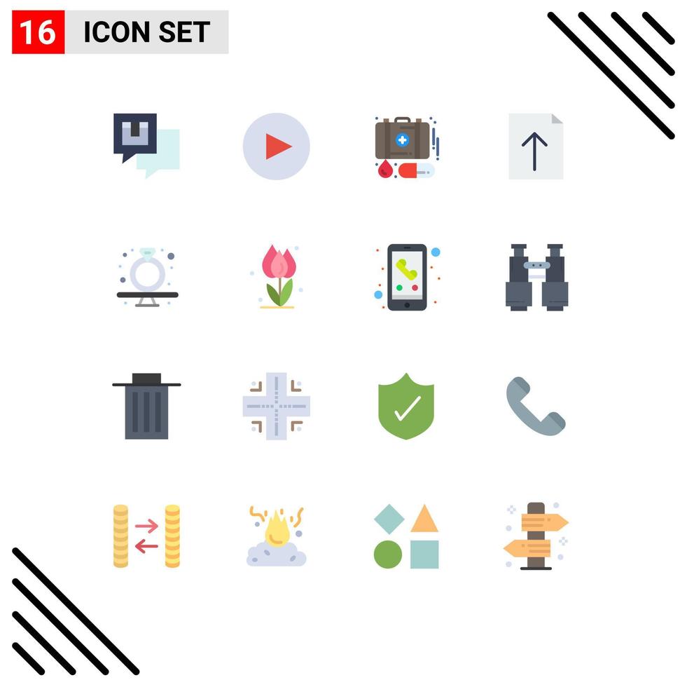 16 iconos creativos signos y símbolos modernos de anillo diamante emergencia presente importación paquete editable de elementos de diseño de vectores creativos