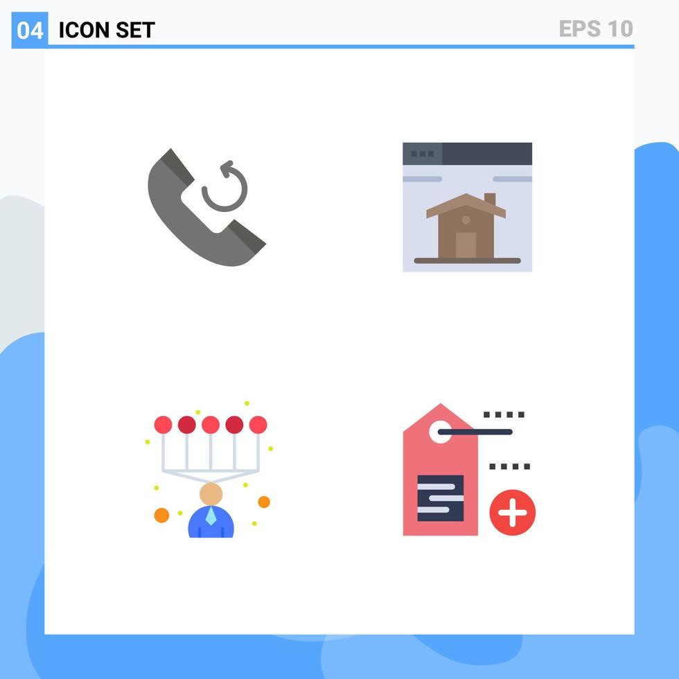 Set of 4 Commercial Flat Icons pack for call skills web design label Editable Vector Design Elements