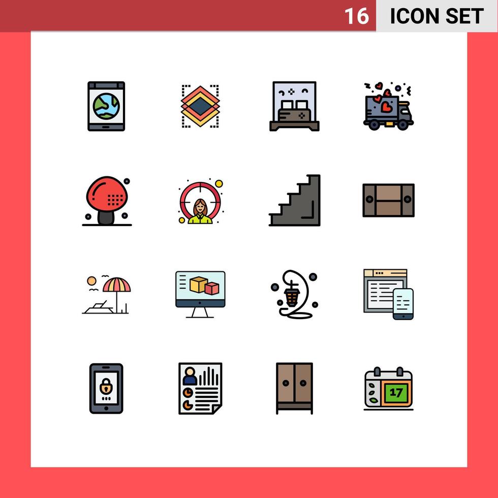 paquete de iconos de vector de stock de 16 signos y símbolos de línea para cocinar servidor de transporte amor dormir elementos de diseño de vector creativo editable