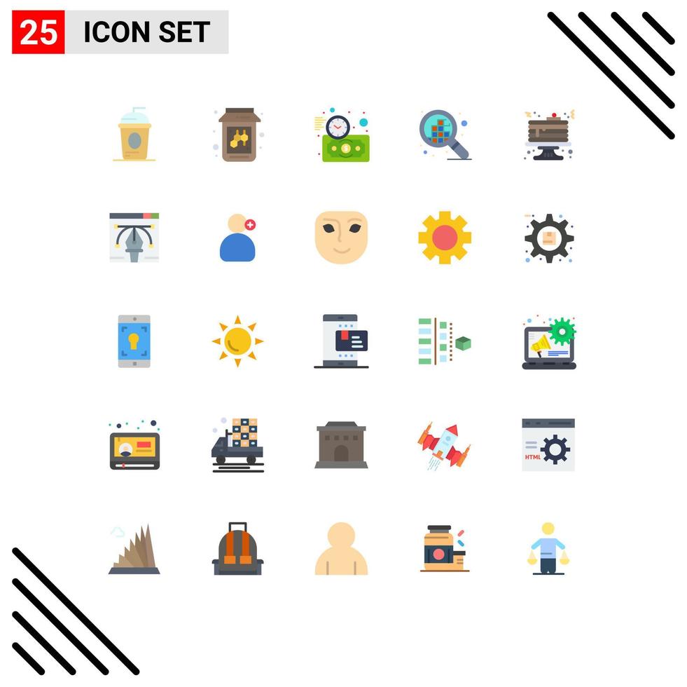paquete de iconos de vector de stock de 25 signos y símbolos de línea para alimentos desayuno presupuesto estimación píxeles diseño elementos de diseño vectorial editables