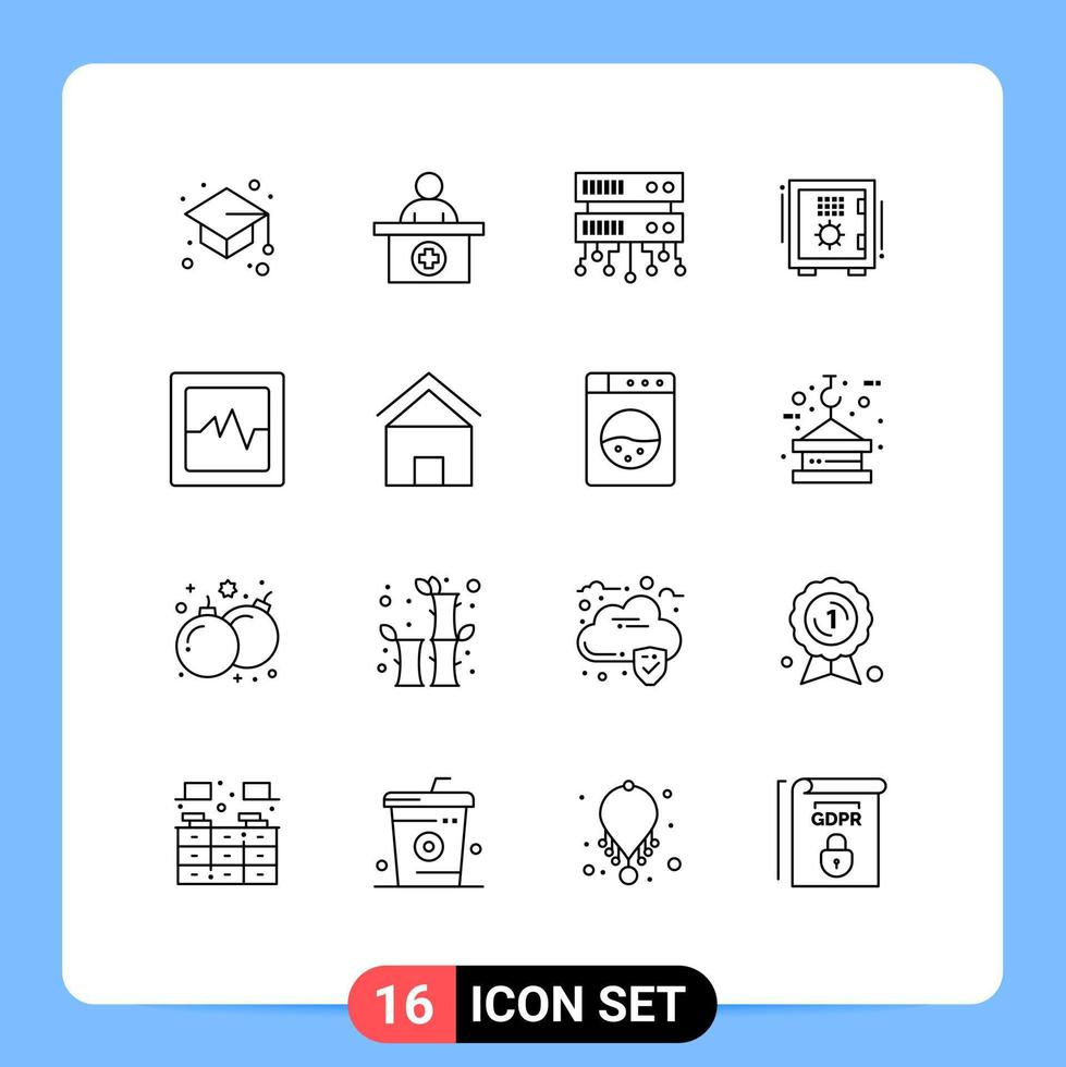16 Outline concept for Websites Mobile and Apps graph safe box database server safe box Editable Vector Design Elements