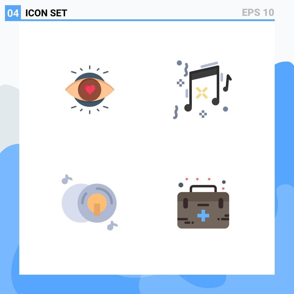 4 Creative Icons Modern Signs and Symbols of eye disk light party aid Editable Vector Design Elements