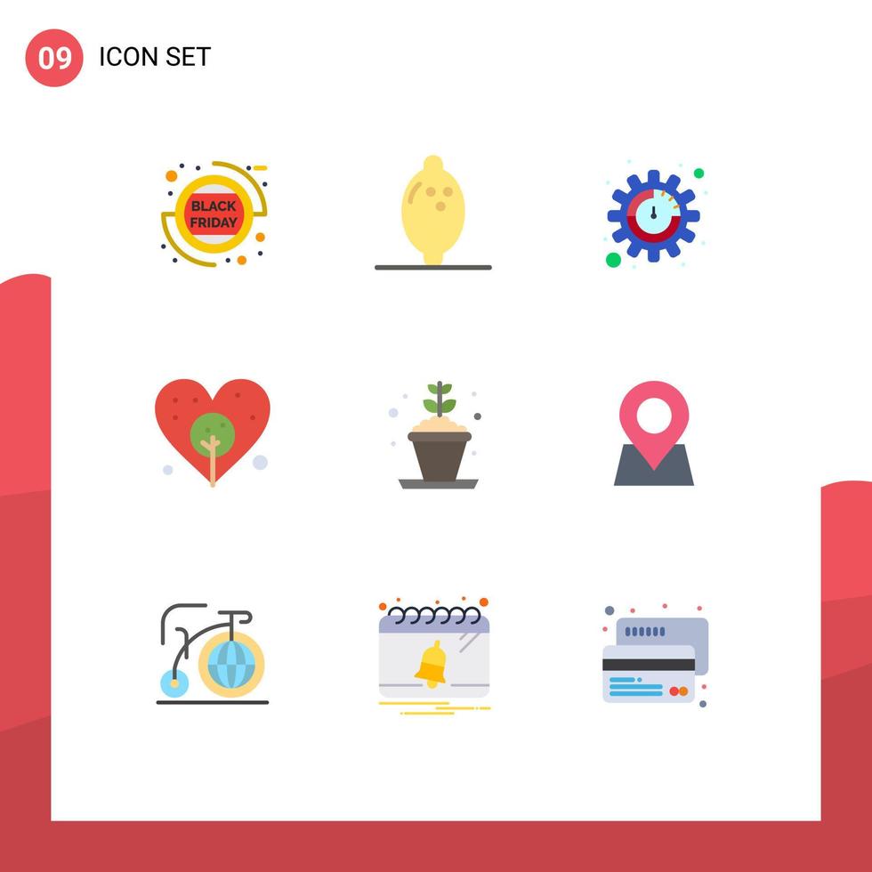 Flat Color Pack of 9 Universal Symbols of location hobby seo hobbies bulb Editable Vector Design Elements