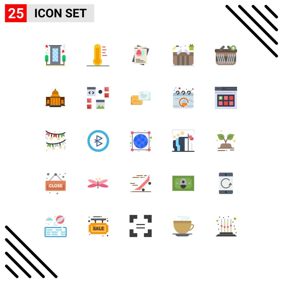 Stock Vector Icon Pack of 25 Line Signs and Symbols for box cart environment basket eggs Editable Vector Design Elements