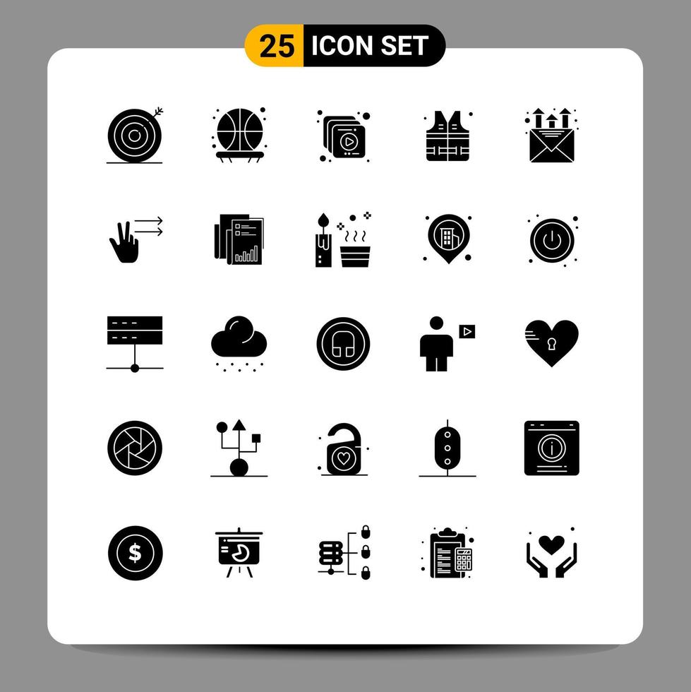 Pictogram Set of 25 Simple Solid Glyphs of gesture promotion multimedia marketing park Editable Vector Design Elements