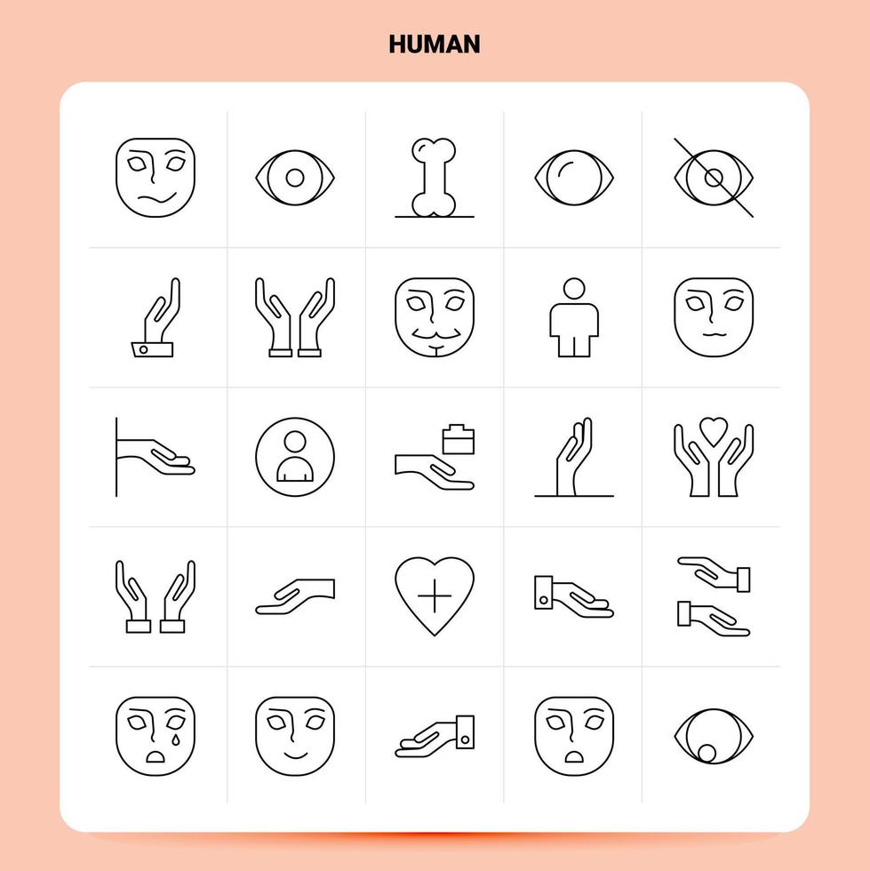 OutLine 25 Human Icon set Vector Line Style Design Black Icons Set Linear pictogram pack Web and Mobile Business ideas design Vector Illustration