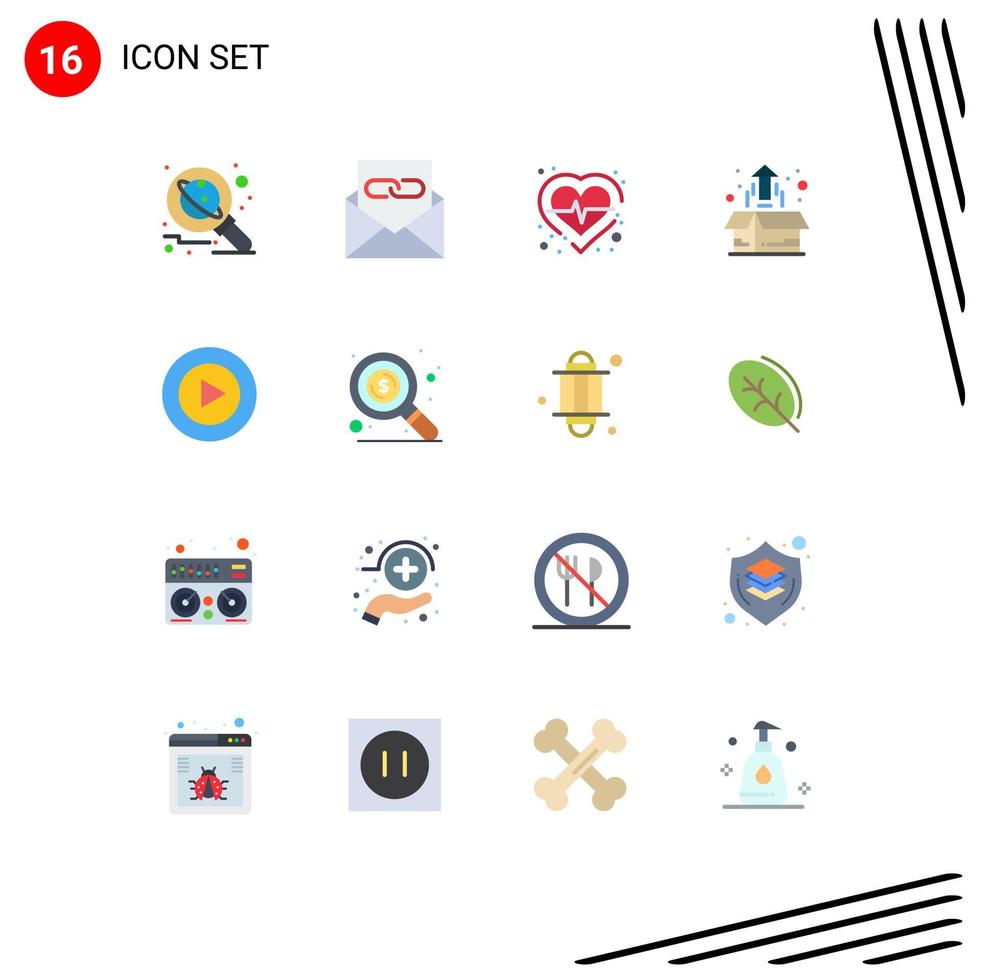 conjunto de 16 iconos modernos de la interfaz de usuario signos de símbolos para el crecimiento de la planta caja de correo electrónico pulso paquete editable de elementos de diseño de vectores creativos