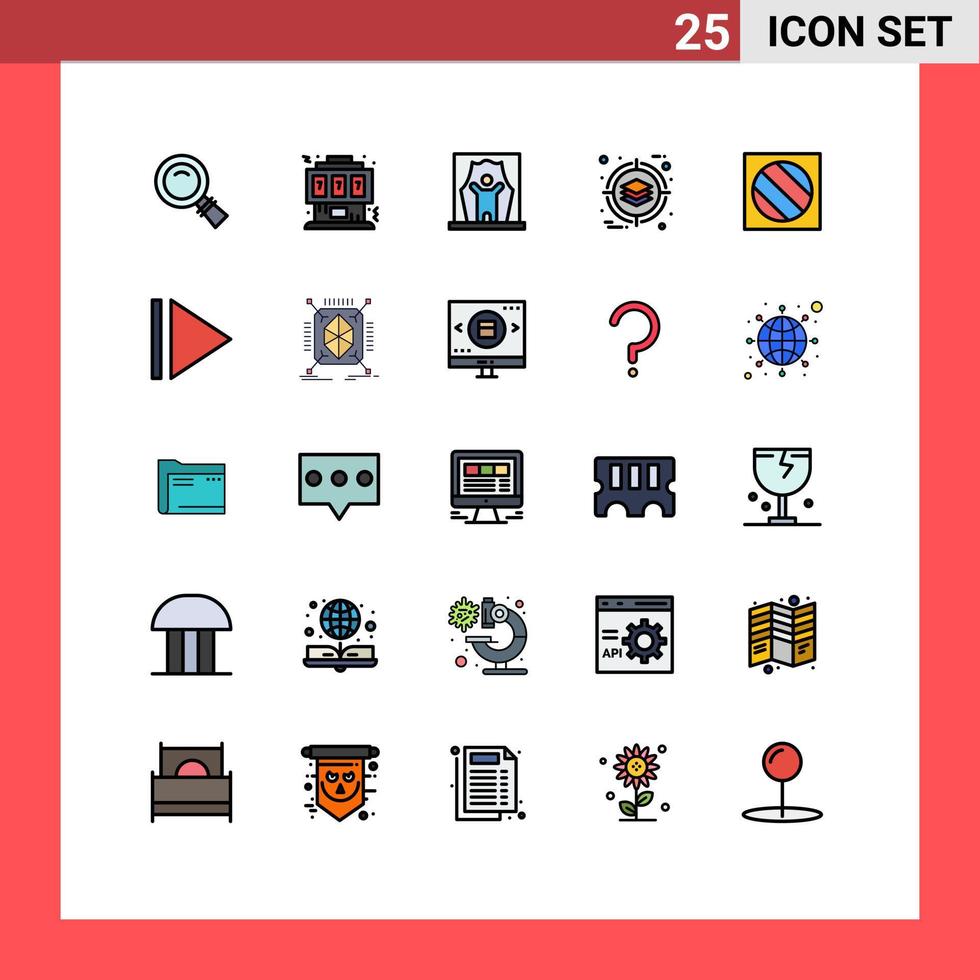 Pictogram Set of 25 Simple Filled line Flat Colors of product deployment console business film artist Editable Vector Design Elements