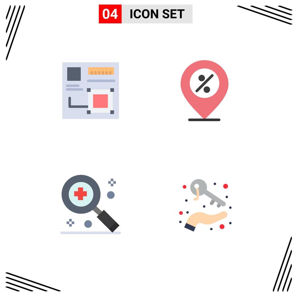 Flat Icon Pack of 4 Universal Symbols of art location digital offer hospital Editable Vector Design Elements