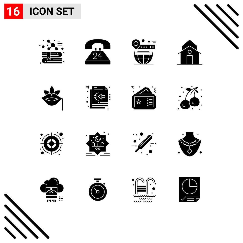 Set of 16 Modern UI Icons Symbols Signs for municipal church conversation building globe Editable Vector Design Elements