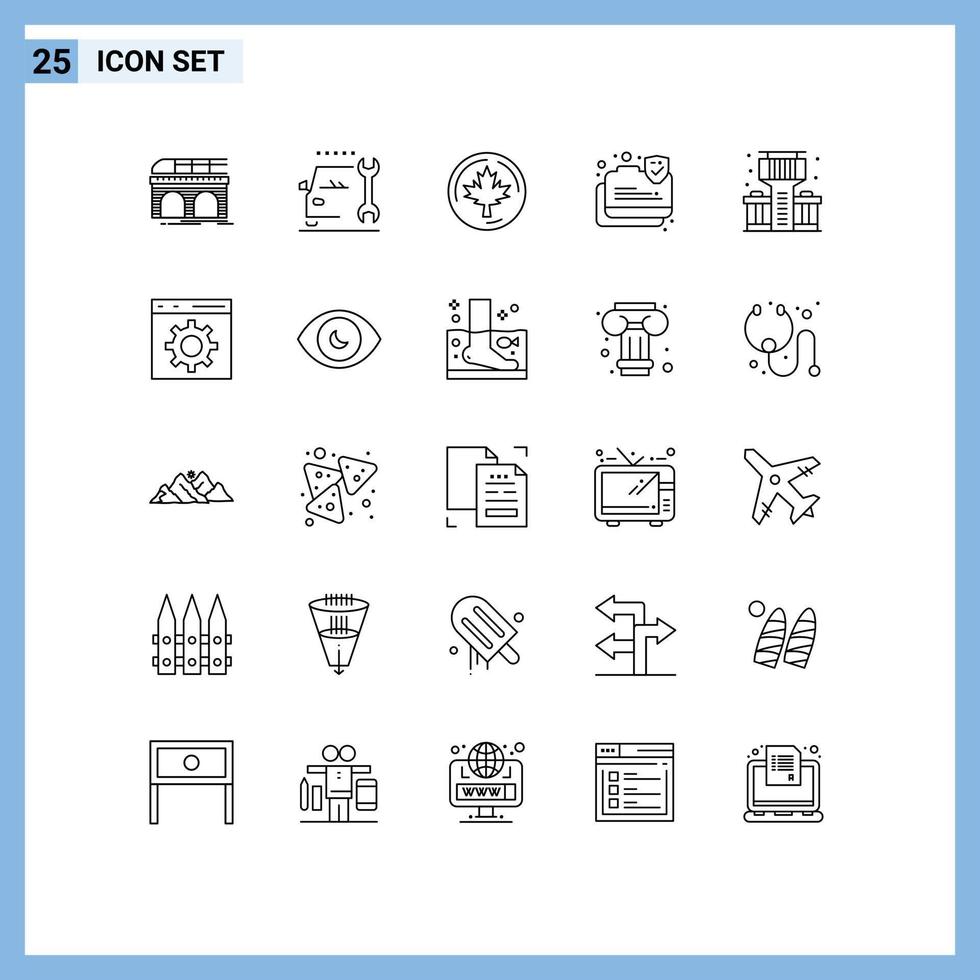 Universal Icon Symbols Group of 25 Modern Lines of city protection service data secure maple Editable Vector Design Elements