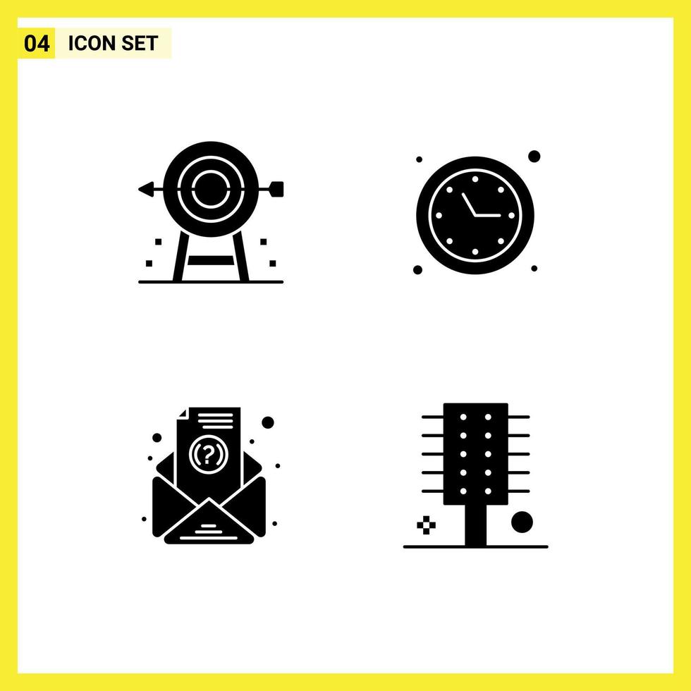 Set of 4 Modern UI Icons Symbols Signs for business email planning optimization subscription Editable Vector Design Elements