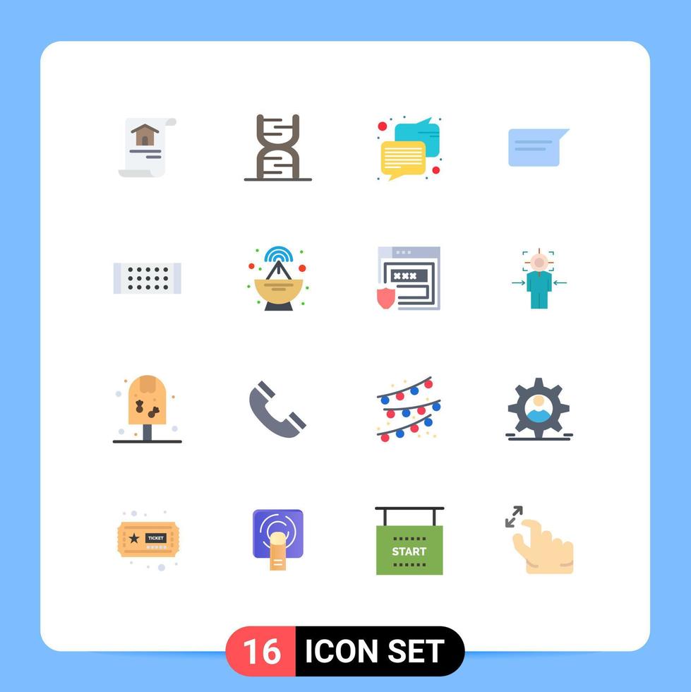 Pictogram Set of 16 Simple Flat Colors of led ui genetic chatting chat Editable Pack of Creative Vector Design Elements