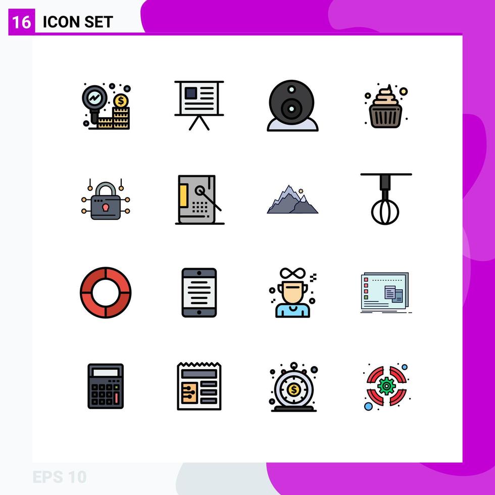 Set of 16 Modern UI Icons Symbols Signs for loucked kid presentation family baby Editable Creative Vector Design Elements