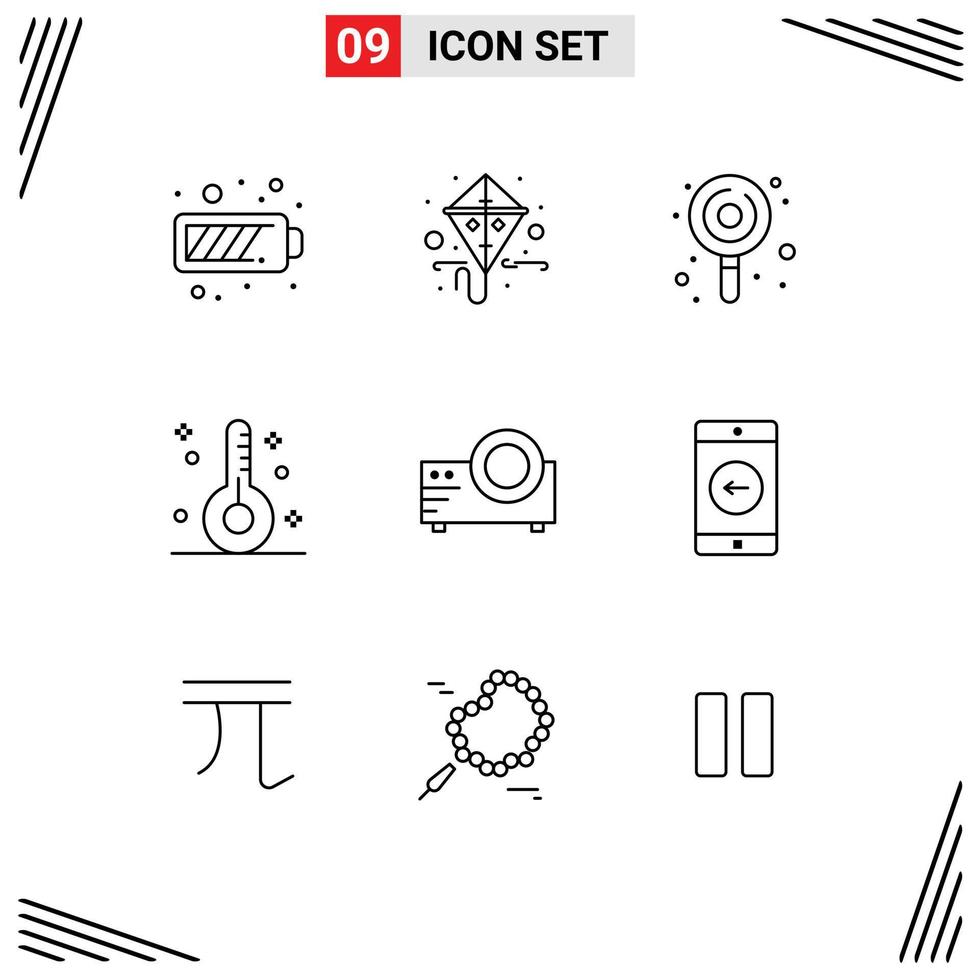 Modern Set of 9 Outlines and symbols such as projector health candy form disease Editable Vector Design Elements