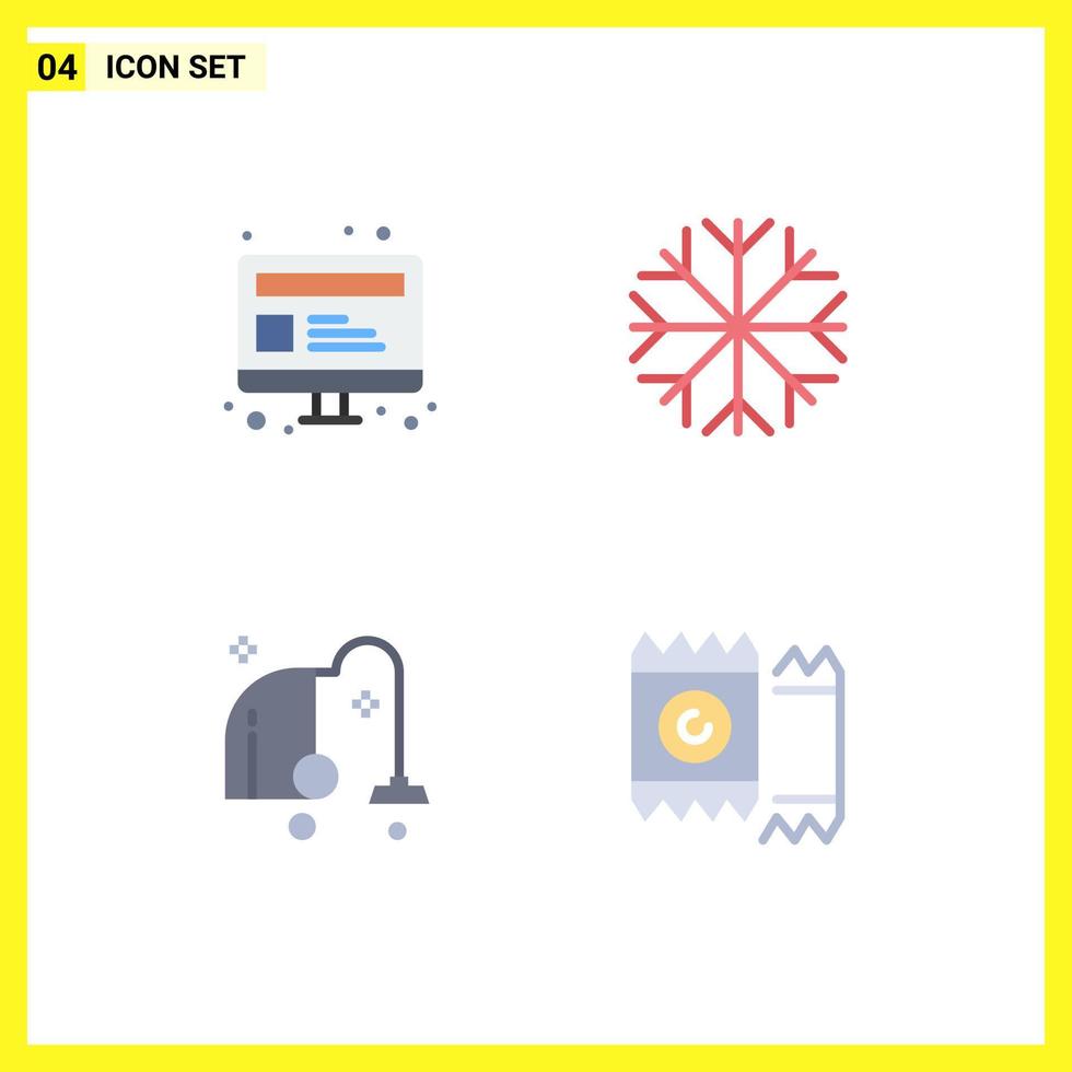 4 Flat Icon concept for Websites Mobile and Apps computer equipment webpage weather condom Editable Vector Design Elements