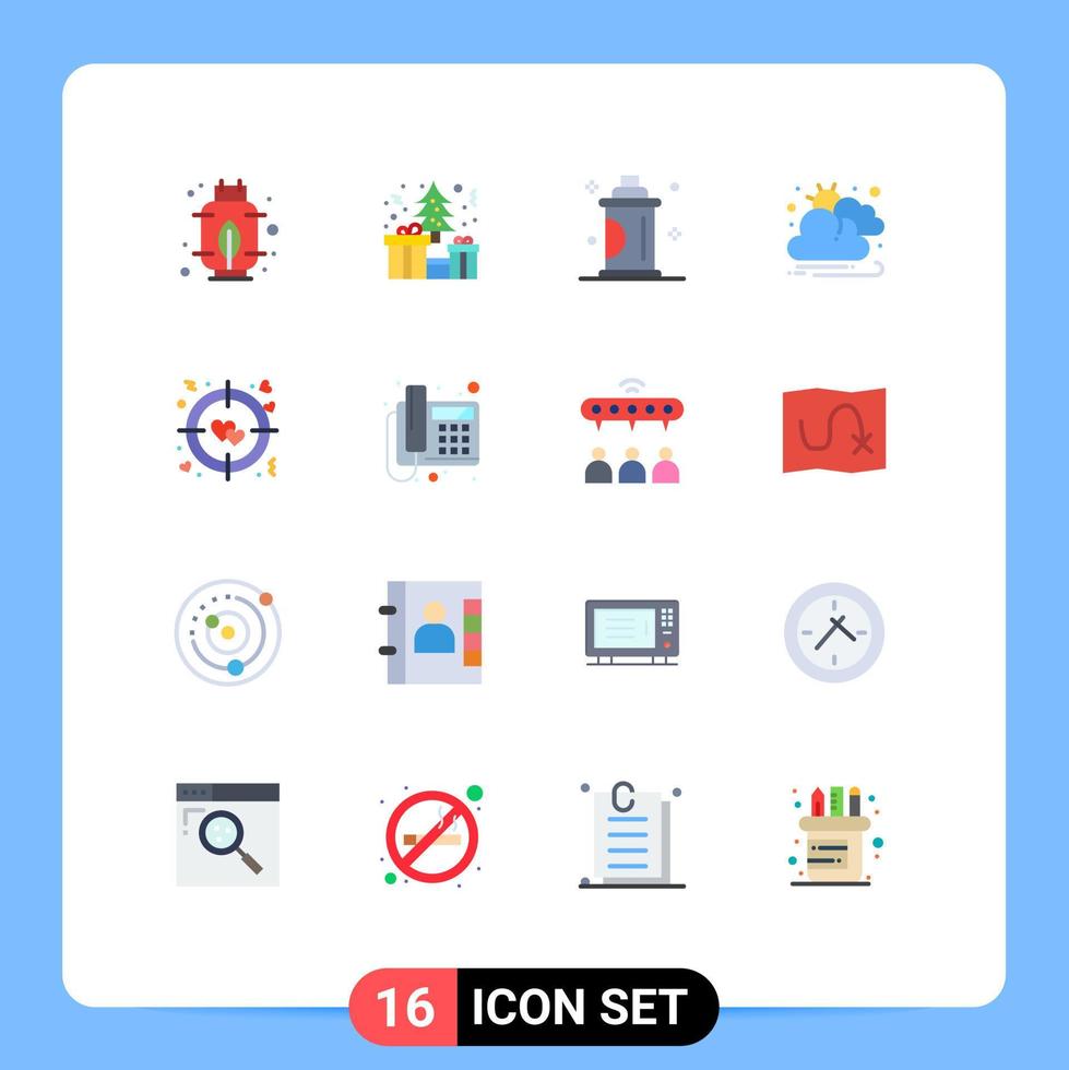 16 Thematic Vector Flat Colors and Editable Symbols of target heart grooming sun autumn Editable Pack of Creative Vector Design Elements