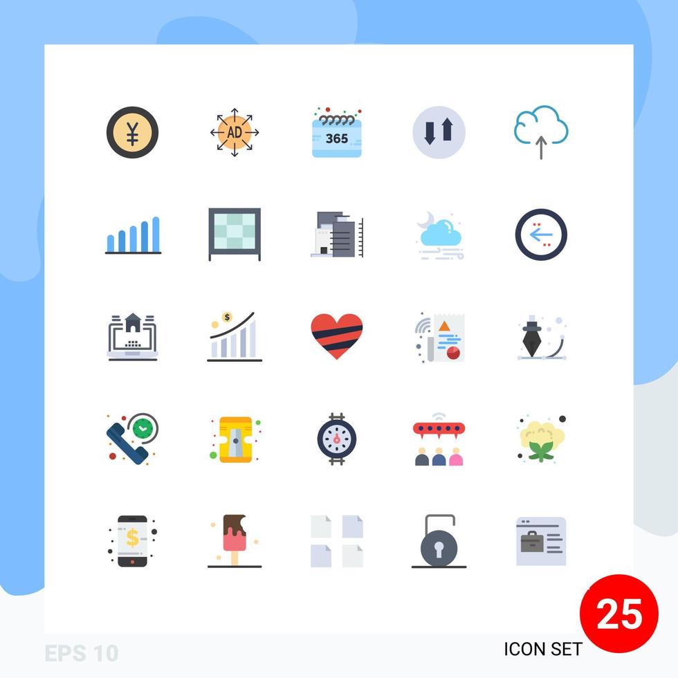 Universal Icon Symbols Group of 25 Modern Flat Colors of data up all streaming arrows Editable Vector Design Elements
