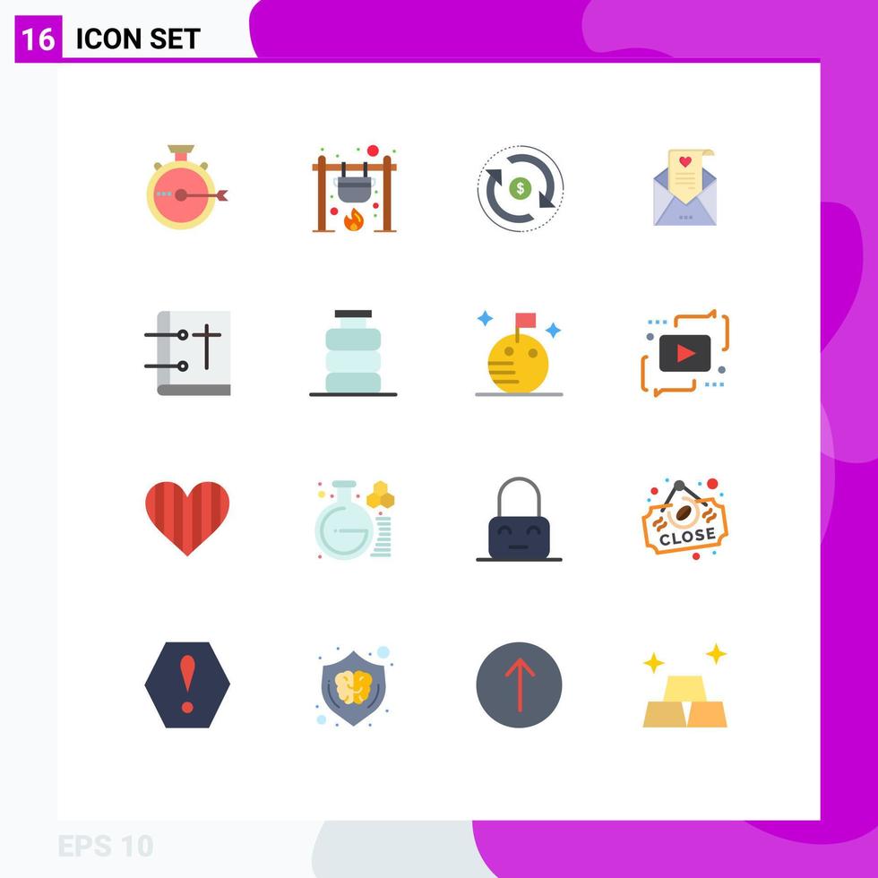 16 Creative Icons Modern Signs and Symbols of proposal mail cook money flow Editable Pack of Creative Vector Design Elements