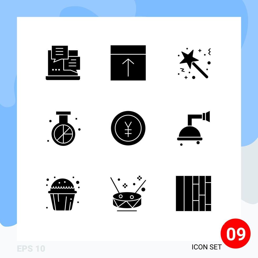 9 Universal Solid Glyphs Set for Web and Mobile Applications optimization market page engine surprise Editable Vector Design Elements