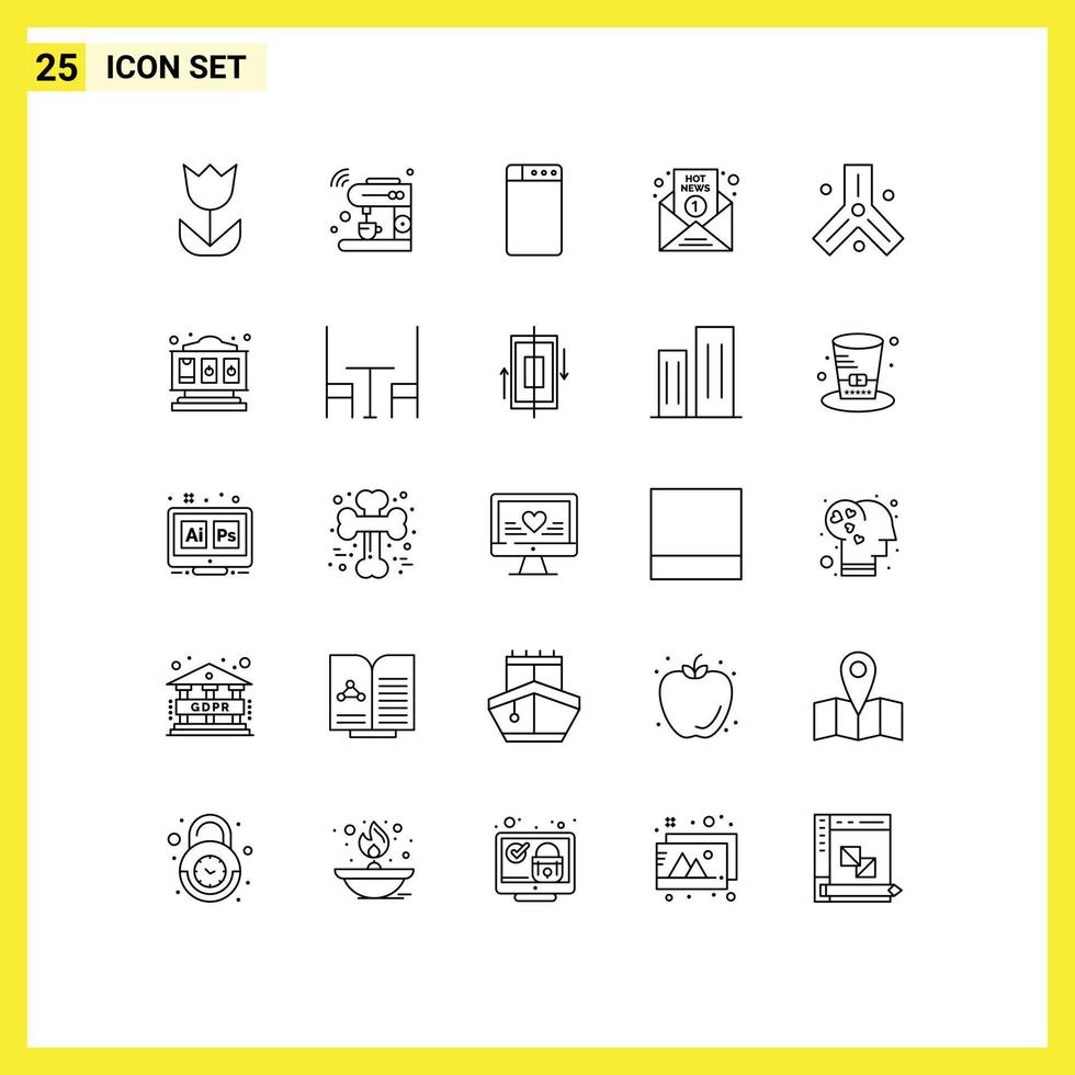 25 Universal Lines Set for Web and Mobile Applications cells report wifi news hot Editable Vector Design Elements