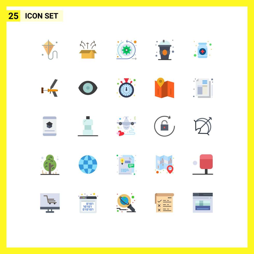 conjunto de 25 iconos de interfaz de usuario modernos símbolos signos para educación de drogas producto jugo sprint elementos de diseño vectorial editables vector