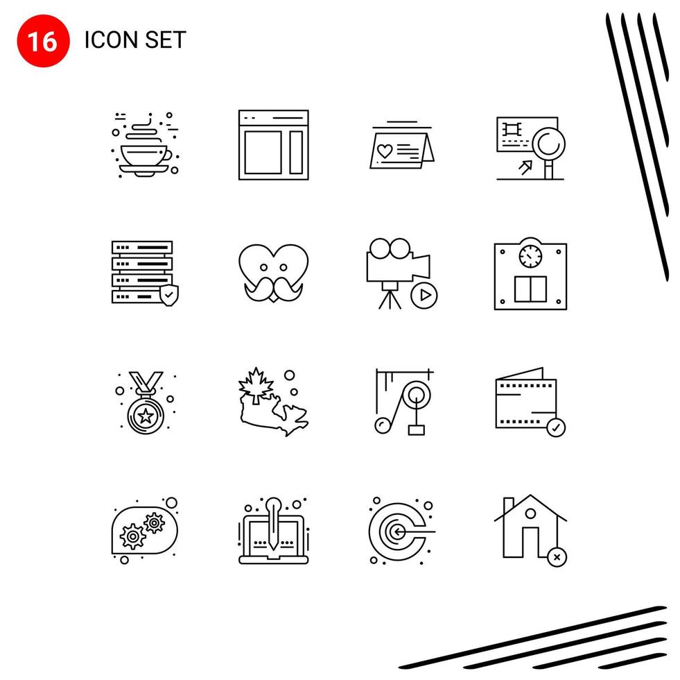 Set of 16 Modern UI Icons Symbols Signs for fraud card user banking wedding Editable Vector Design Elements