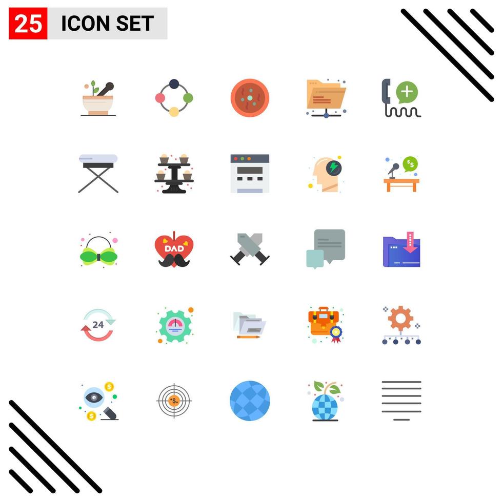 Editable Vector Line Pack of 25 Simple Flat Colors of add network toy internet science Editable Vector Design Elements