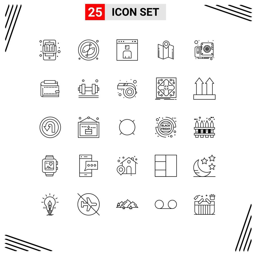 Pack of 25 creative Lines of pointer location avatar direction people Editable Vector Design Elements