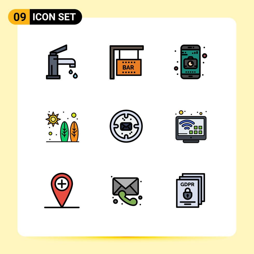 9 iconos creativos signos y símbolos modernos de mensaje aplicación comercial ola adrenalina elementos de diseño vectorial editables vector