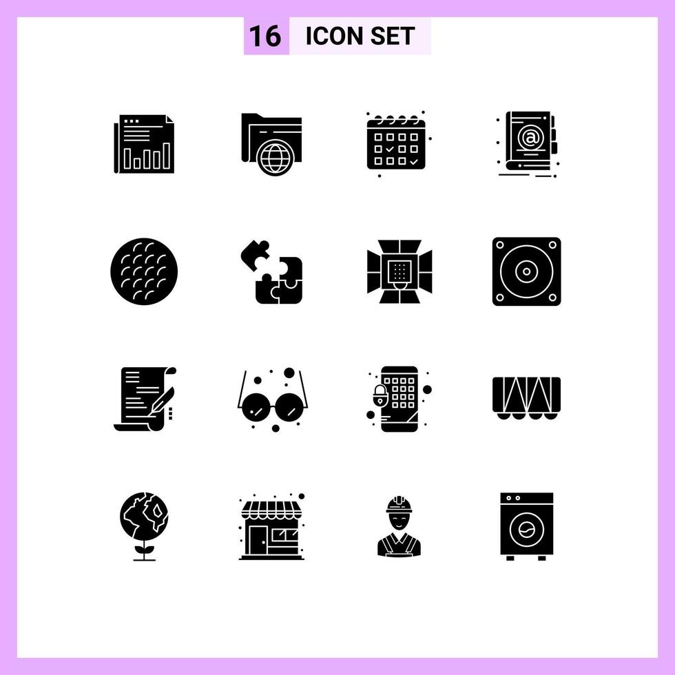 Stock Vector Icon Pack of 16 Line Signs and Symbols for baking book storage address calender Editable Vector Design Elements