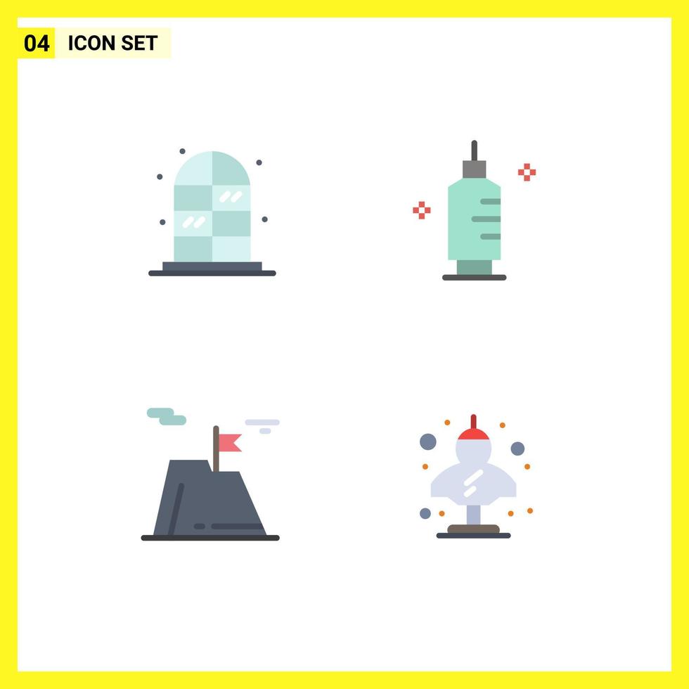 Pack of 4 creative Flat Icons of home sucess chemistry syringe land Editable Vector Design Elements