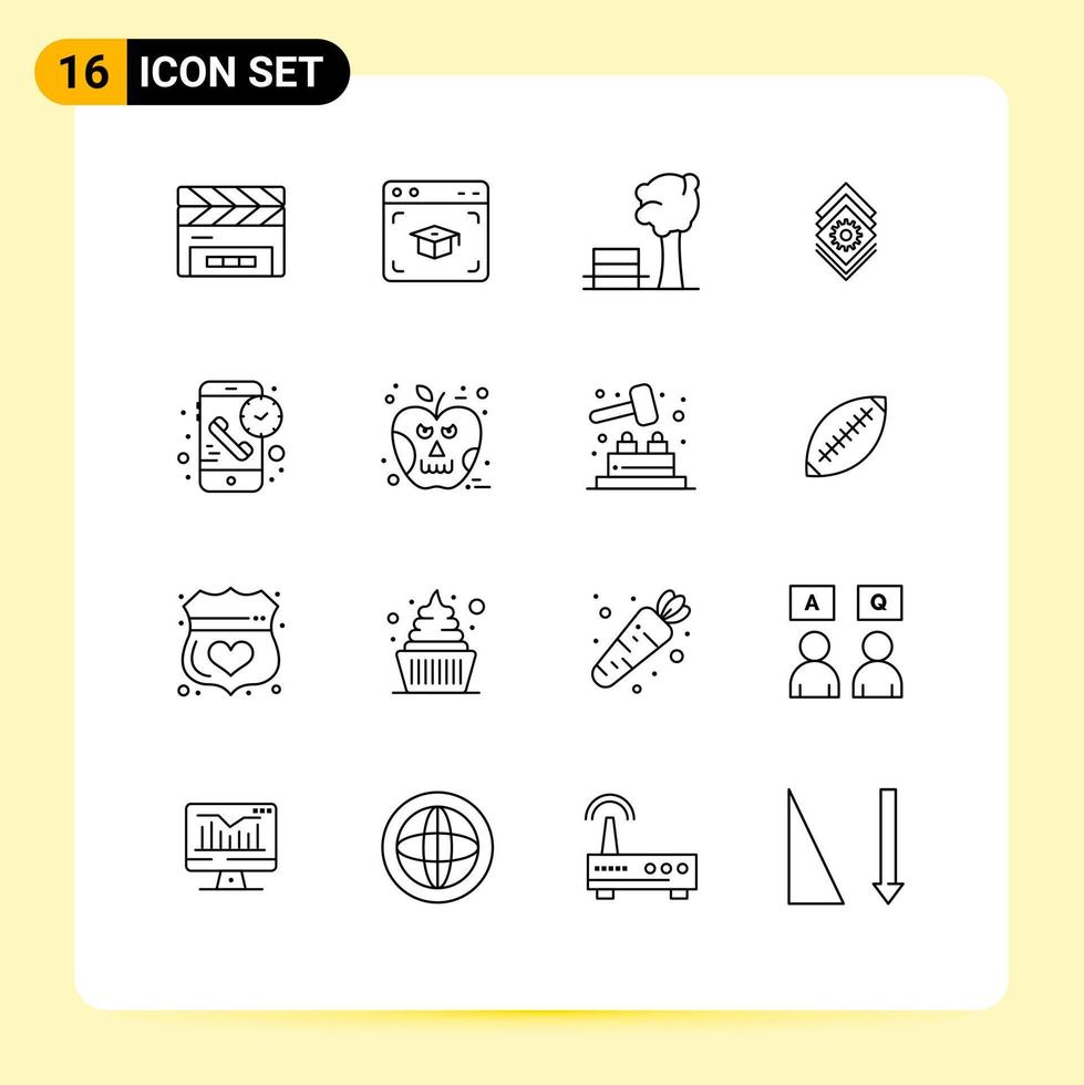 16 Universal Outline Signs Symbols of duration server bench bundle gear Editable Vector Design Elements