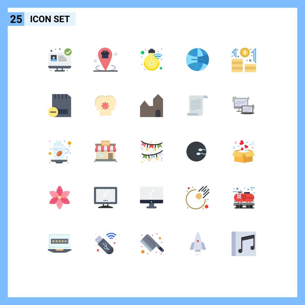 Pack of 25 creative Flat Colors of career world idea globe smart Editable Vector Design Elements