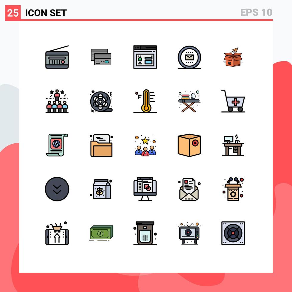 Pictogram Set of 25 Simple Filled line Flat Colors of job page cards internet browser Editable Vector Design Elements