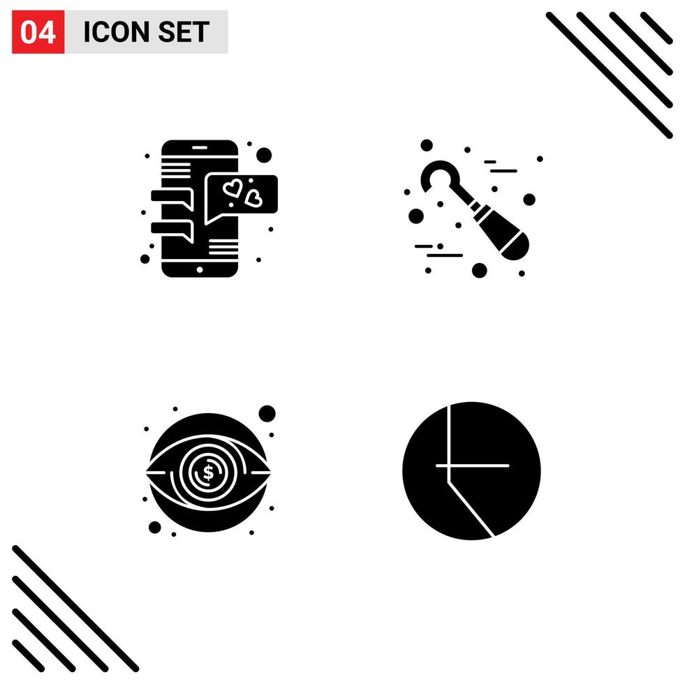 Universal Icon Symbols Group of 4 Modern Solid Glyphs of chat view mobile phone stomatology money Editable Vector Design Elements