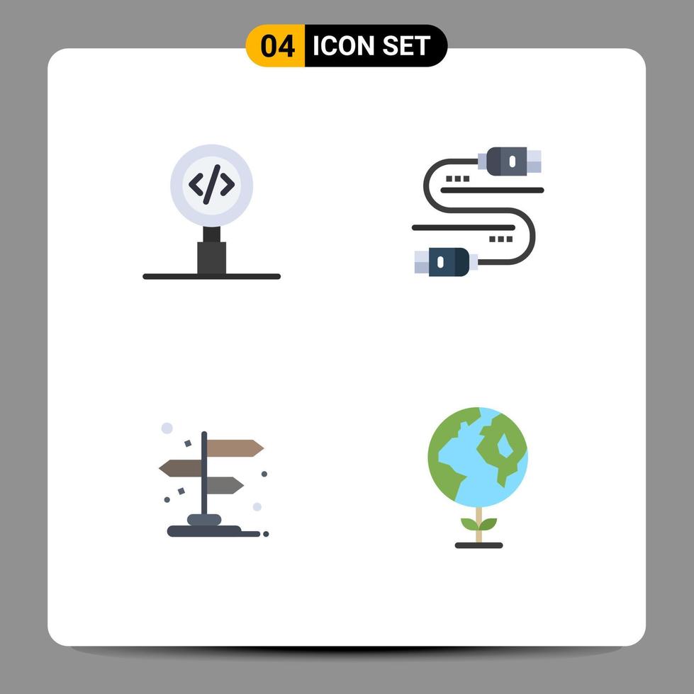 4 iconos planos vectoriales temáticos y símbolos editables de programación de flechas de código elementos de diseño vectorial editables de ubicación sata vector