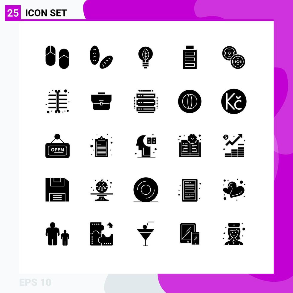 Set of 25 Commercial Solid Glyphs pack for chest china of coins interface Editable Vector Design Elements