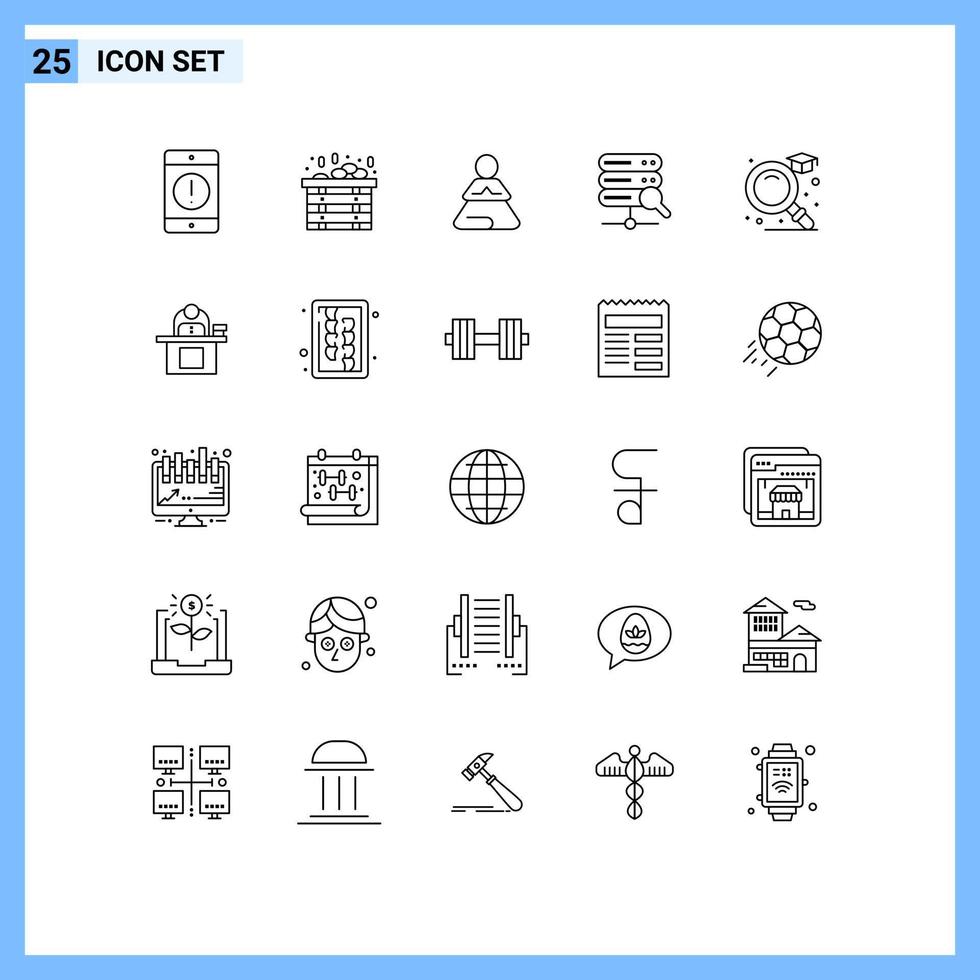 Stock Vector Icon Pack of 25 Line Signs and Symbols for graduation education fast search web Editable Vector Design Elements