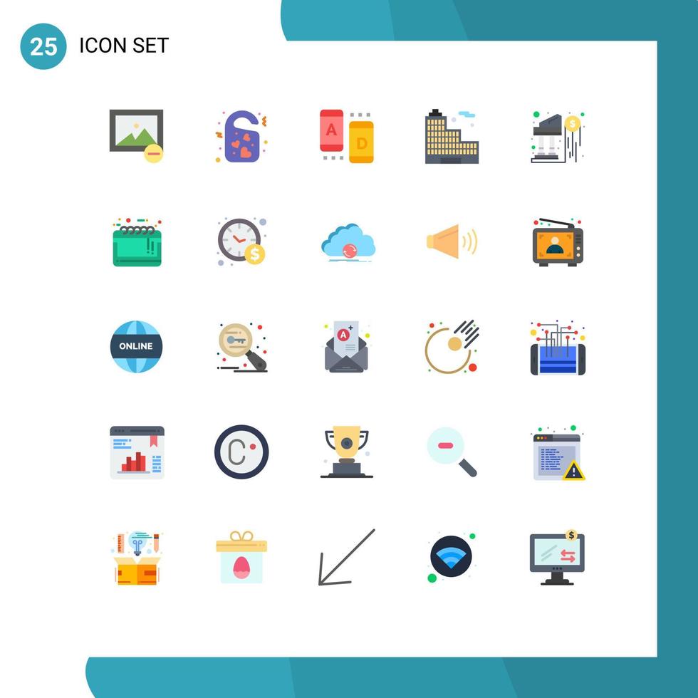 Stock Vector Icon Pack of 25 Line Signs and Symbols for investment bank ad office building Editable Vector Design Elements