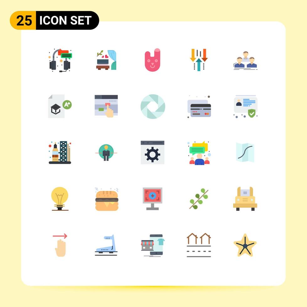 25 User Interface Flat Color Pack of modern Signs and Symbols of download up wedding arch down rabbit Editable Vector Design Elements