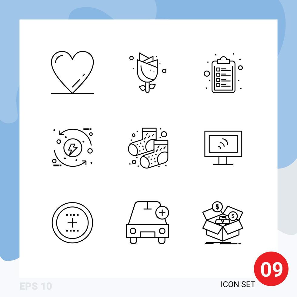 9 Thematic Vector Outlines and Editable Symbols of socks dots clipboard energy development Editable Vector Design Elements