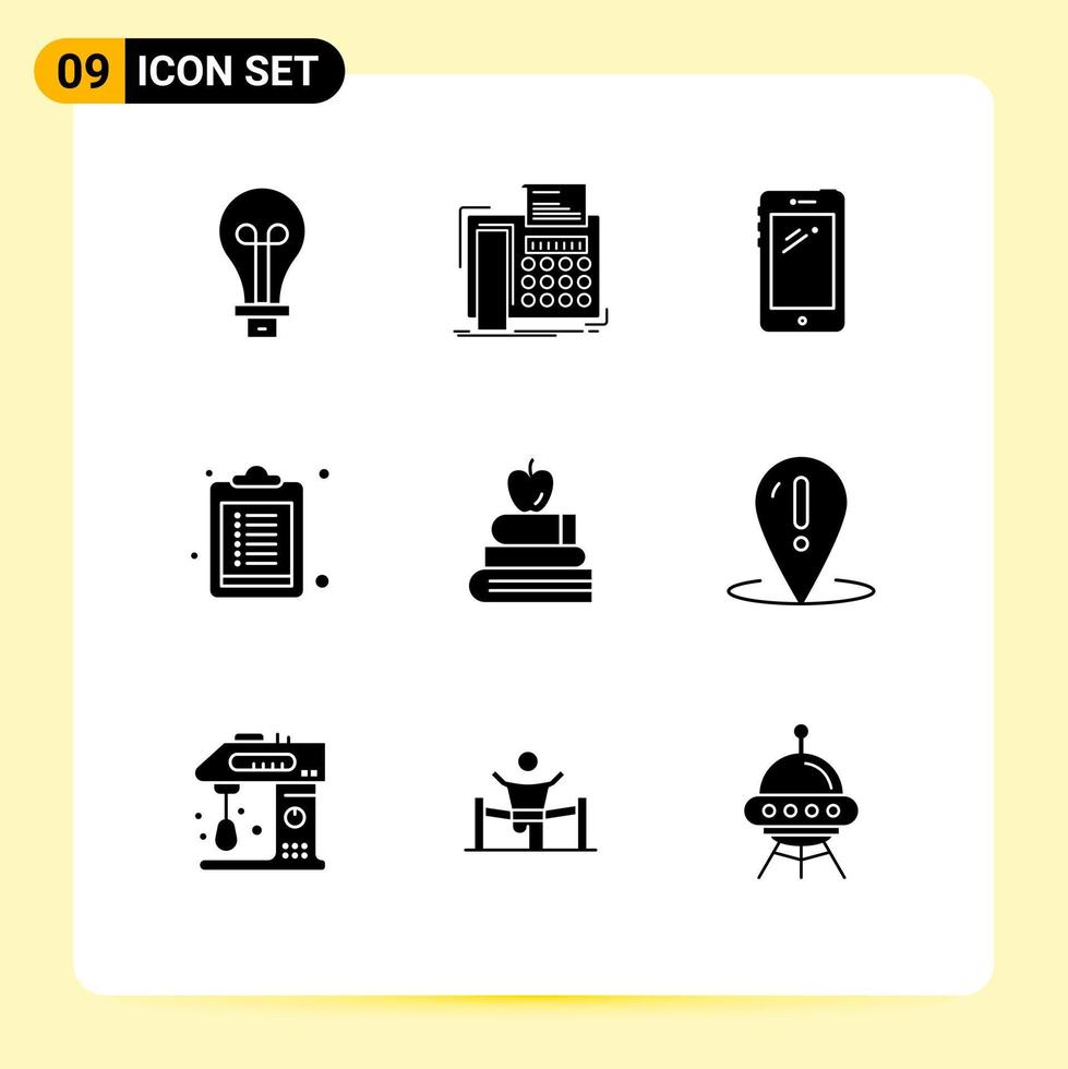Universal Icon Symbols Group of 9 Modern Solid Glyphs of apple clipboard communication checklist huawei Editable Vector Design Elements