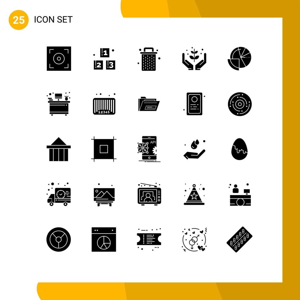 User Interface Pack of 25 Basic Solid Glyphs of analysis nature been give farming Editable Vector Design Elements